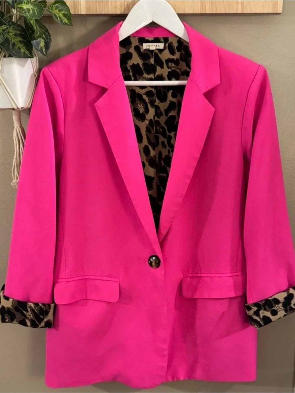 Wild at Heart Leopard Animal Print Hot Pink Blazer NWT small medium large - Picture 7 of 7